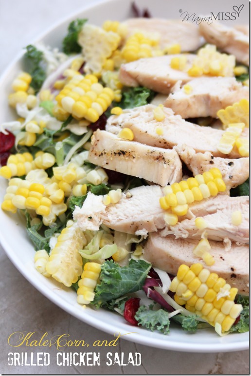 Kale, Corn, and Grilled Chicken Salad (made two ways)