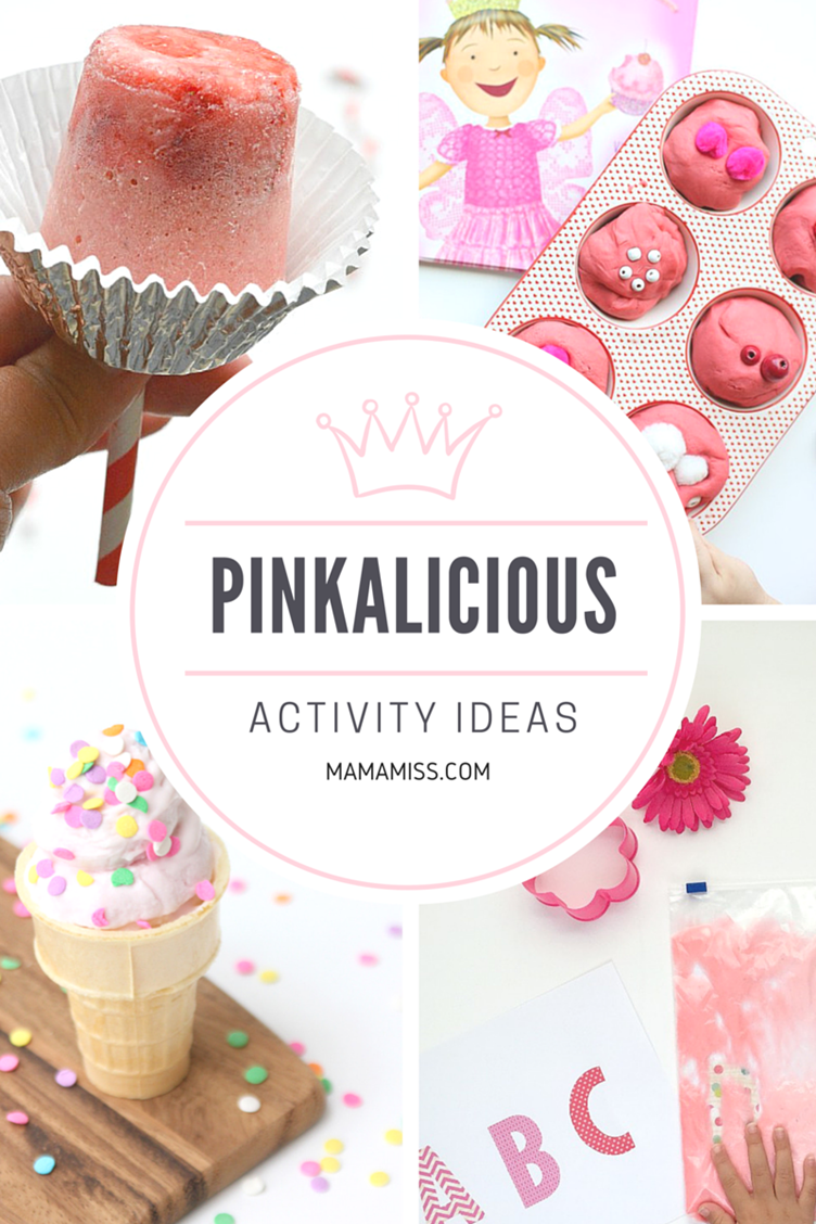 AWESOME! Pinkalicious Activity Ideas for pre-writing, science, sensory, cooking, alphabet, colors, numbers, and shapes. From @mamamissblog